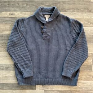 Duluth High-Neck Infantry Sweater Men 3XL TALL Blue Cotton Wool Shawl Neck 68528